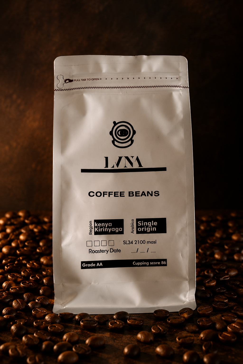 LVNA Cafe coffee beans bag, Kenya Kirinyaga single origin